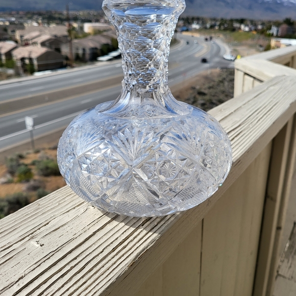 Antique Hawkes Crystal Vase/ Decanter Gladys Pattern 7" c. 1901 - Picture 3 of 9